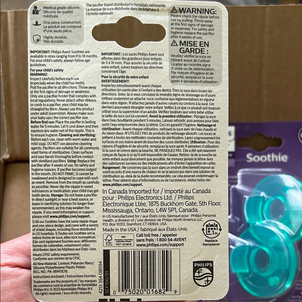 Philips Avent Soothie Pacifier - Green Newborn 0-3m 4 count - Picture 2 of 3